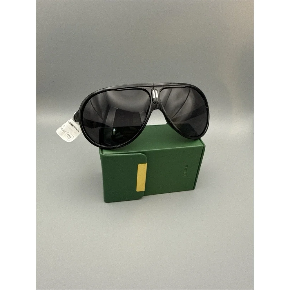 ULIKE NWT Polarized Authentic Folding Black Aviator Sunglasses & Green case NEW
